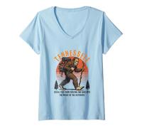 Mujer Funny Tennessee Hiking Sasquatch Bigfoot, Hiking & Camping Camiseta Cuello V
