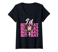 Mujer Funny Tennis Girl Tenis Mamá Mamá Día de la Madre I'd Hit That Camiseta Cuello V