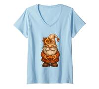 Mujer Funny Thanksgiving Autumn GNOME Gamer for Kids Boys Toddlers Camiseta Cuello V