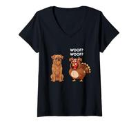 Mujer Funny Thanksgiving Brussels Griffon and Turkey Camiseta Cuello V