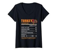 Mujer Funny Thanksgiving Nutrition Facts | Family Turkey Dinner Camiseta Cuello V