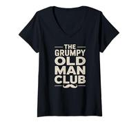 Mujer Funny The Grumpy Old Man Club, Divertido diseño de Bigote para Hombres Camiseta Cuello V