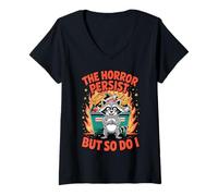 Mujer Funny The Horrors Persist But So Do I Camiseta Cuello V