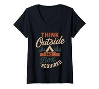 Mujer Funny Think Outside Camping Naturaleza Amante de la Vida SIL Camiseta Cuello V