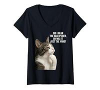 Mujer Funny Thinking Cat - Can Opener Or Just The Wind Camiseta Cuello V