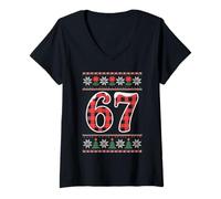 Mujer Funny This MY 67 Christmas Jersey Joke Gen Alpha Z Slay Six Camiseta Cuello V