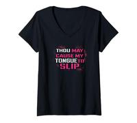 Mujer Funny Thou May Cause My Tongue To Slip Curse Words Camiseta Cuello V