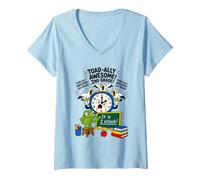 Mujer Funny Toad-ally Awesome Juego de Palabras de Rana de Segundo Grado 1er día de Escuela Camiseta Cuello V