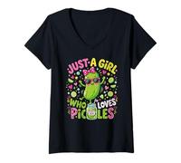 Mujer Funny Toddler Pickle Costume, Just a Girl Who Loves Pickles Camiseta Cuello V