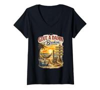 Mujer Funny Too Old To Care Beach Life Cita Jubilación Humor Camiseta Cuello V