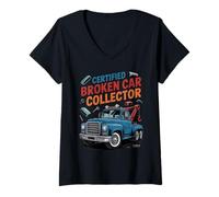 Mujer Funny Tow Truck Driver Certified Broken Car Collector Camiseta Cuello V