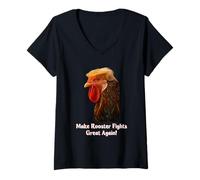 Mujer Funny Trump Meme Rooster Roosters Fight Farm Farmer Joke Camiseta Cuello V