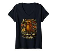 Mujer Funny TWAS The Carbs M' Lord Raccoon Cottagecore Sarcasmo Camiseta Cuello V