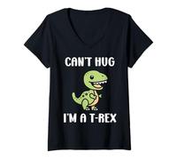Mujer Funny tyrannosaurus dinosaur quote can't hug i'm a t-rex Camiseta Cuello V