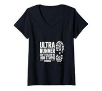 Mujer Funny Ultra Runner No me sigas, Hago Cosas estúpidas Camiseta Cuello V