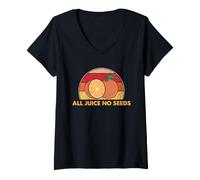 Mujer Funny Vasectomy All Juice No Seeds Juego de Palabras de Naranja para Hombres papás Camiseta Cuello V