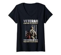Mujer Funny Veteran I Servved To Protect Your Freedom Memorial Day Camiseta Cuello V