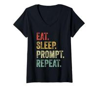 Mujer Funny Vibe Coding AI Agent Developer Prompt Engineer Coder Camiseta Cuello V