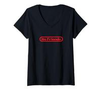 Mujer Funny Videogamer Pun. No Friendo Text Retro Video Game Camiseta Cuello V