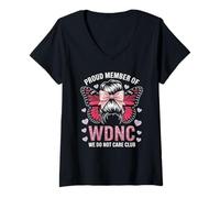 Mujer Funny WDNC Saying Orgulloso Miembro We Do Not Care Club Mujeres Mamá Camiseta Cuello V