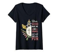 Mujer Funny When God Made Me He Said This'll Be Fun Dichings Men Camiseta Cuello V