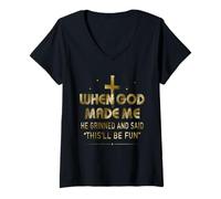 Mujer Funny When God Made Me He Said This'll Be Fun Dichings Men Camiseta Cuello V
