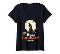 Mujer Funny Witch Raccoon Candy Spooky Ghost Halloween Costume Camiseta Cuello V