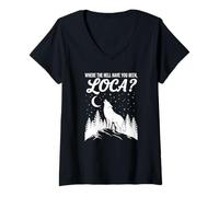Mujer Funny Wolf Where Hell Have You Been Loca Retro Camiseta Cuello V