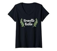 Mujer Funny Women Best friends Besties Brunette Bestie Matching Camiseta Cuello V