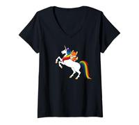 Mujer Funny Womens Girls Kids Kawaii Unicorn Red Fox Lover Camiseta Cuello V