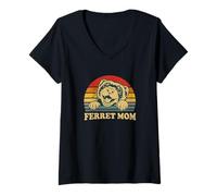Mujer Funny Womens Girls Retro Sunset Vintage Mom Ferret Lover Camiseta Cuello V