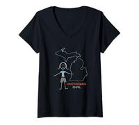 Mujer Funny Womens Michigan, Mi Girls Michigan Souvenir Camiseta Cuello V