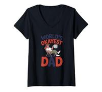 Mujer Funny World'S Okayest Dad Relajante Padre Divertido Camiseta Cuello V