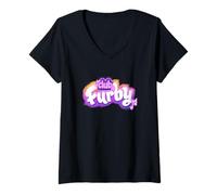 Mujer Furby Club Furby Colorful Gradient Musical Notes Furry Logo Camiseta Cuello V