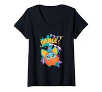 Mujer Furby Dance Dah No Lah Fun Party Dancing Happy Orange Furby Camiseta Cuello V