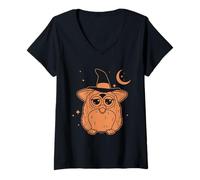 Mujer Furby Halloween Cute Witch Disguise Under The Moon Camiseta Cuello V
