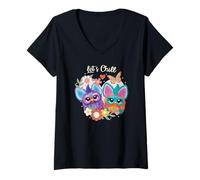 Mujer Furby Let's Chill Lovely Doodle Hearth Portrait Camiseta Cuello V