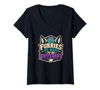 Mujer Furries Queremos Ser Diferentes Peludo Fandom Estilo Anthro Camiseta Cuello V