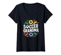 Mujer Fútbol Abuela audaz diseño Deportivo Divertido Camiseta Cuello V