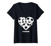 Mujer Fútbol Corazón Pasión Fútbol Fútbol Amante del Camiseta Cuello V