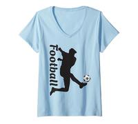 Mujer Fútbol Jugador de fútbol Kick Action Graphic Fan Art Camiseta Cuello V