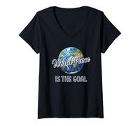 Mujer Fútbol, La Paz Mundial es la Meta, Futbol, Futbolista Camiseta Cuello V