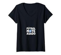 Mujer Futbol Mate Asado - Argentina Amante del Fútbol Argentino Camiseta Cuello V