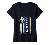 Mujer Fútbol Papá Orgulloso Padre Patriótico Deportes Día de los Padres Camiseta Cuello V