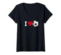 Mujer fútbol yo Juego Amor Deportes Pelota césped Puerta Copa Mundial Camiseta Cuello V