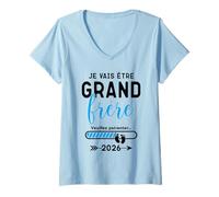Mujer Futur Grand Frère 2026_ Je Vais être Grand Frère 2026 Camiseta Cuello V