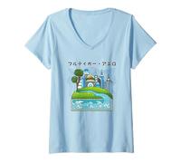 Mujer Future City Wind Power Frutiger Aero Y2K Style Ocean Camiseta Cuello V