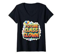 Mujer Future Class Payaso Primer Día De Escuela Kindergarten Divertido Camiseta Cuello V