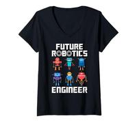 Mujer Future Robotics Engineer Funny Robot Engineering Kids Camiseta Cuello V