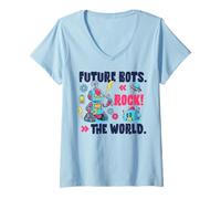 Mujer Future Robots Rock The World Graphic Robot Lover Niños Camiseta Cuello V